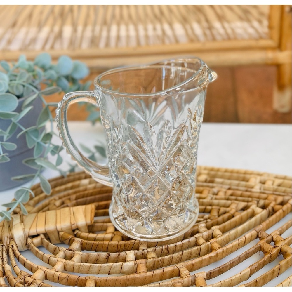 Vintage Anchor Hocking Clear Glass Prescut Small Pitcher Creamer